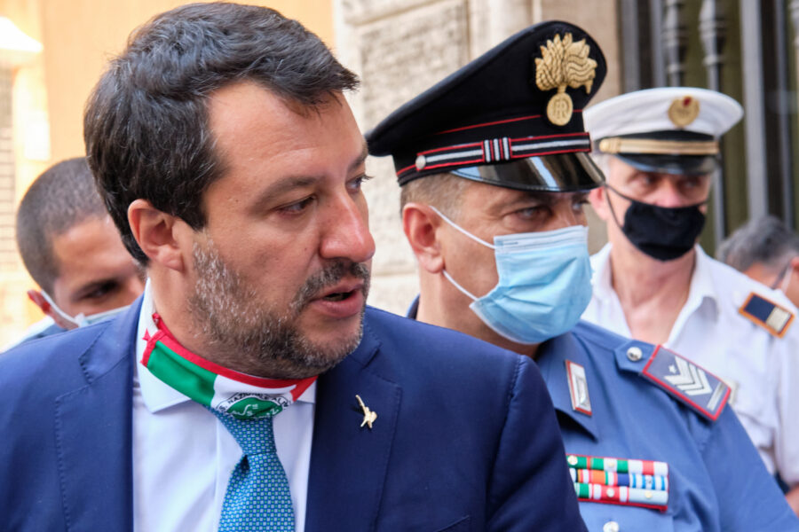 Foto Mauro Scrobogna /LaPresse
30-07-2020 Roma, Italia
Politica
Senato – autorizzazione a procedere nei confronti del senatore Matteo Salvini nella sua qualità di Ministro dell’interno, caso open arms
Nella foto: il leader della Lega ed ex ministro dell’interno Matteo Salvini dopo il voto sull’autorizzazione a procedere nei suoi confonti per il blocco degli immigrati clandestini sulla nave dell’ ong Open Arms

Photo Mauro Scrobogna /LaPresse
July 30, 2020  Rome, Italy
Politics
Senate – authorization to proceed against Senator Matteo Salvini in his capacity as Minister of the Interior, open arms case
In the photo: the leader of the Lega and former interior minister Matteo Salvini after the vote on the authorization to proceed in his confrontations for the blocking of illegal immigrants on the ship of the NGO Open Arms