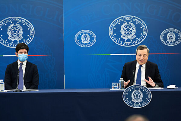 ROBERTO SPERANZA MINISTRO, MARIO DRAGHI PRESIDENTE DEL CONSIGLIO DEI MINISTRI