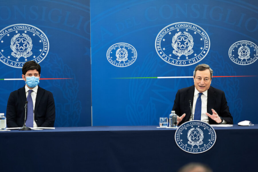 ROBERTO SPERANZA MINISTRO, MARIO DRAGHI PRESIDENTE DEL CONSIGLIO DEI MINISTRI