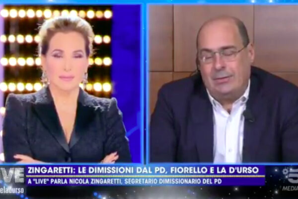 Zingaretti da Barbara D’Urso sulle dimissioni dal Pd: “Non scompaio, combatto con le mie idee”