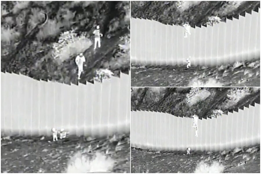 Bambini lanciato oltre il muro tra USA e Messico, trafficanti di essere umani scoperti da telecamere