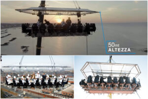 Dinner in the Sky arriva a Napoli: pranzi, cene e aperitivi a 50 metri d’altezza