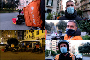 Una notte con i riders: “Quattro ore al freddo in giro per la città per 5 euro: le chiamate scarseggiano”