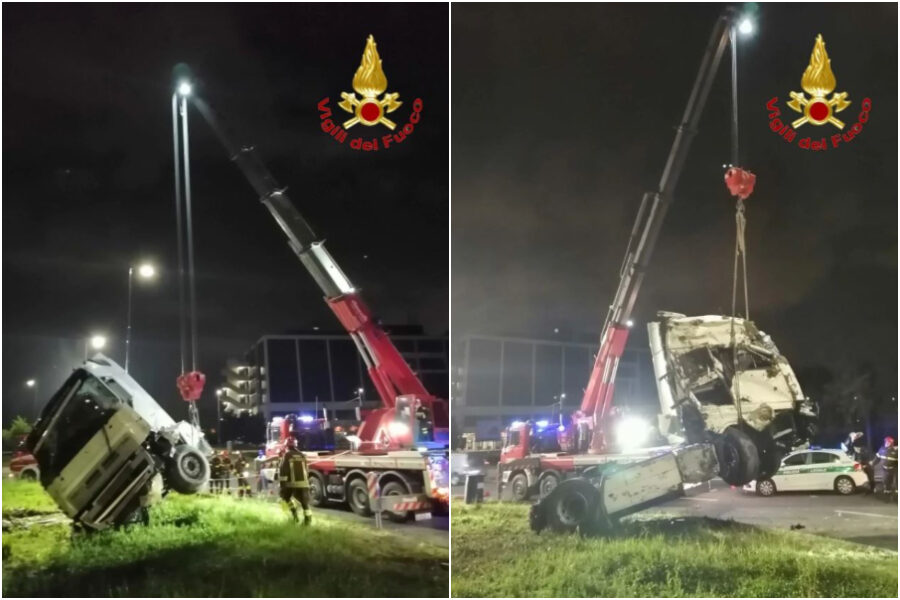 Camion distrutto dopo grave incidente a Milano: in ospedale il conducente