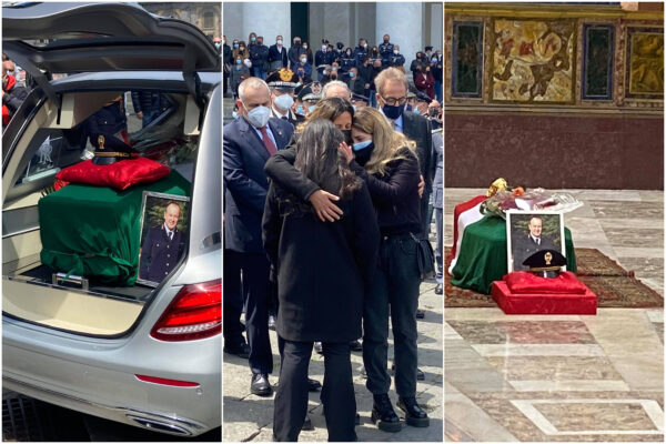 L’addio al poliziotto Gianni Vivenzio, le lacrime di moglie, figlie e colleghi: “Papà eri invincibile, dura andare avanti”