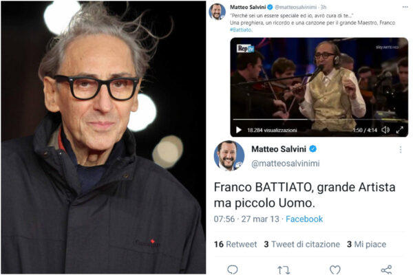 Battiato da “piccolo uomo” a “grande Maestro”: la giravolta di Salvini per la morte del cantautore Battiato da “piccolo uomo” a “grande Maestro”: la giravolta di Salvini per la morte del cantautore