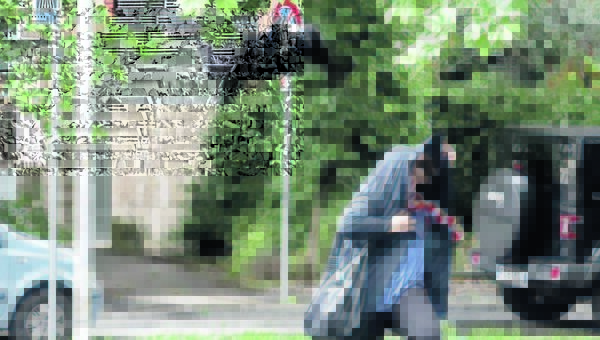 Una cornacchia attacca un passante