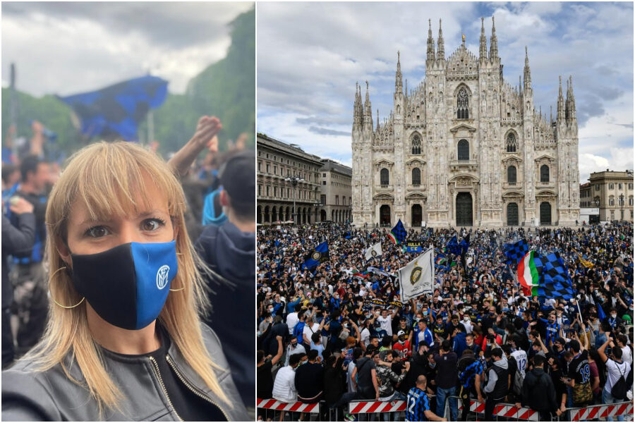 La ‘gaffe’ di Silvia Sardone: la leghista in piazza a festeggiare l’Inter mentre Salvini attacca Sala per gli assembramenti