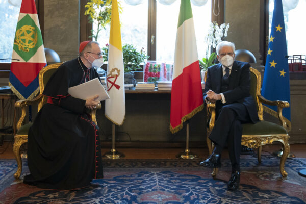 Foto Ufficio Stampa Quirinale/LaPresse02 marzo 2021 Roma, Italia Politica Il Presidente Sergio Mattarella con S.Em. Rev.ma il Cardinale Pietro Parolin Segretario di Stato, in occasione della ricorrenza della firma dei Patti Lateranensi e dell’Accordo di Revisione del Concordato
DISTRIBUTION FREE OF CHARGE – NOT FOR SALE