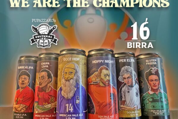 Al Chiostro del Bramante le opere del Pupazzaro: le lattine di birra diventano cult