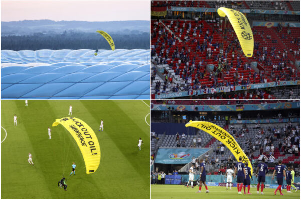 Atterra in paracadute sullo stadio, 2 feriti durante Francia-Germania: “Azione sconsiderata e pericolosa”