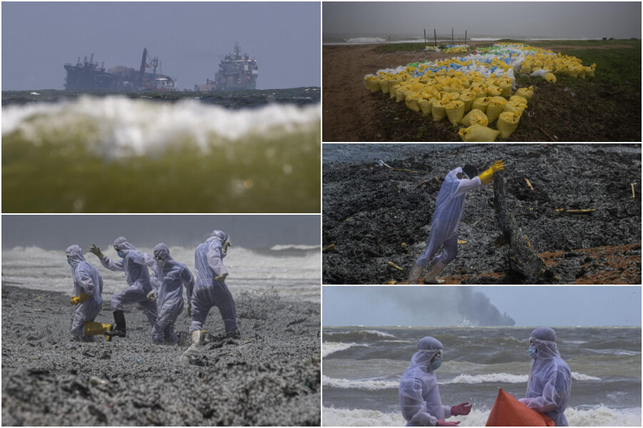 Naufragio di mercantile causa fuoriuscita di sostanze chimiche: è il peggior disastro ecologico della storia dello Sri Lanka