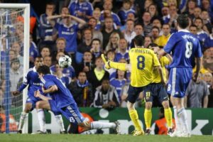 Semifinale Champions League 2008.09: il gol di Iniesta nei minuti finali di Chelsea-Barcellona consente ai blaugrana di pareggiare (1-1) e ottenere il pass per la finale dopo lo 0-0 dell’andata