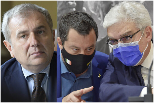 Da sinistra: Giuseppe Santalucia (Anm), Matteo Salvini e Maurizio Turco