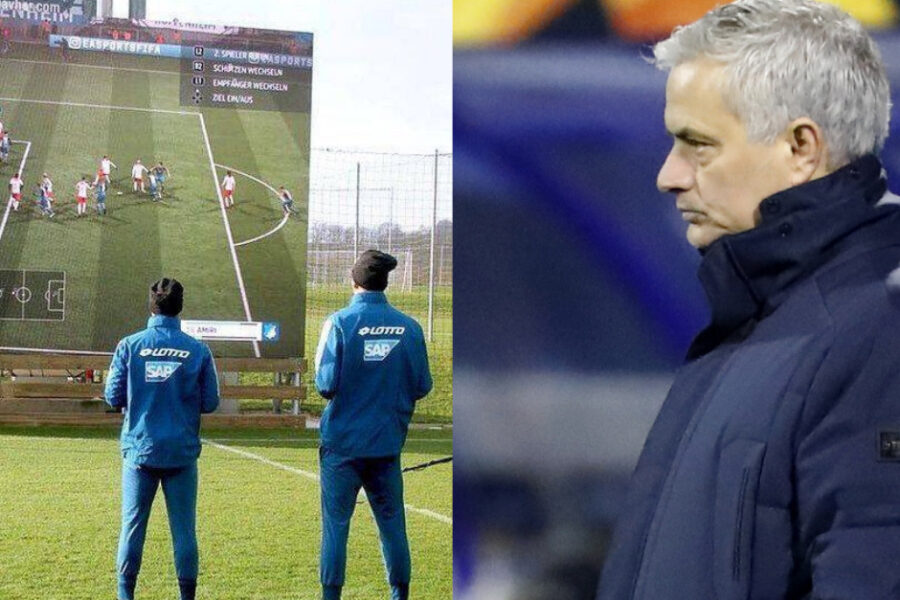 Mourinho, la prima pazza idea: Il maxischermo in campo