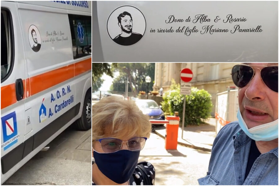 Figlio morto in incidente, i genitori di Mariano Panariello regalano ambulanza al Cardarelli: “Mai più ritardi, lui vivrà aiutando gli altri”