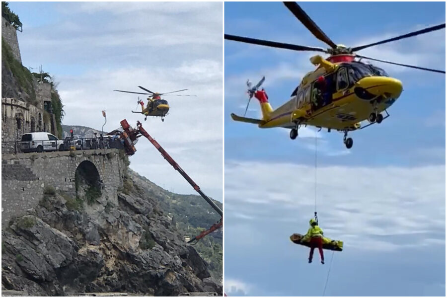 Autogru si ribalta in Costiera, operaio precipita nel vuoto: soccorsi difficili, è grave