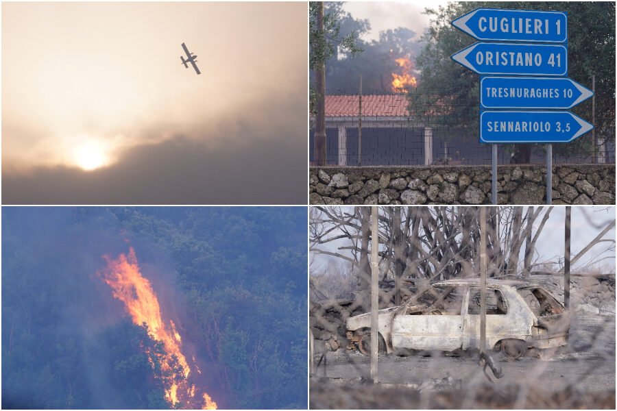 Incendi nell’Oristanese, fiamme in 10 centri abitati: oltre 1500 sfollati e 20mila ettari bruciati