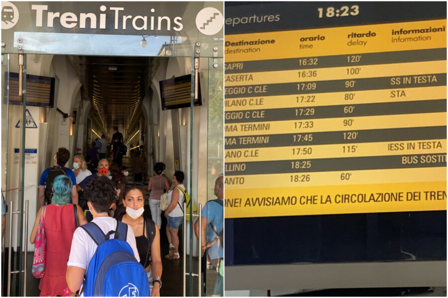 Treni fermi a Salerno per guasto elettrico, Cilento e Calabria irraggiungibili: caos e disagi per centinaia di pendolari
