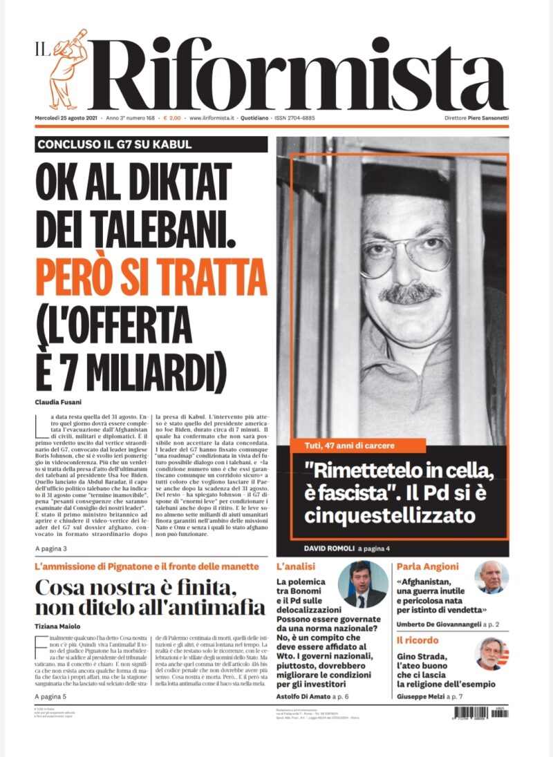 Quotidiano del 25 agosto 2021