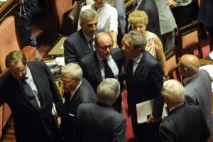 Foto Fabio Cimaglia / LaPresse
04-08-2016 Roma
Politica
Senato. Discussione sull’ordinanza di custodia cautelare nei confronti del Senatore Antonio Stefano Caridi nell’ambito di un procedimento penale
Nella foto gli abbracci dopo il voto

Photo Fabio Cimaglia / LaPresse
04-08-2016 Rome (Italy)
Politic
Senate. Discussion on the order of arrest against the senator Antonio Stefano Caridi in criminal proceedings
In the pic Antonio Stefano Caridi after the vocation