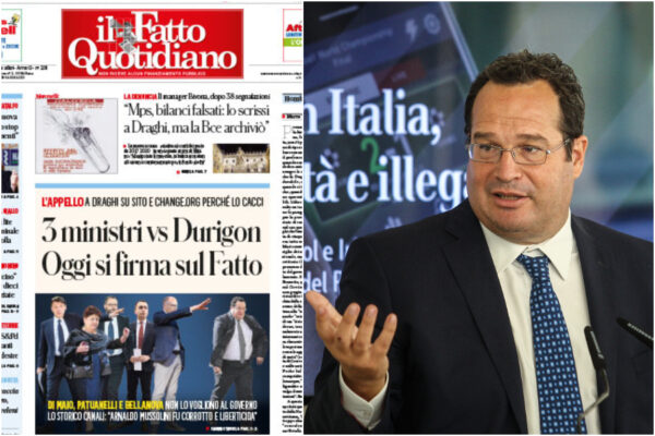 Durigon linciato per aver detto una fesseria: attacco squadrista del Fatto contro il sottosegretario