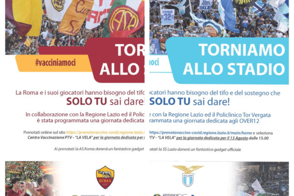 “Il calcio ha bisogno del tuo tifo”, la Regione Lazio apre la giornata dei vaccini ai tifosi