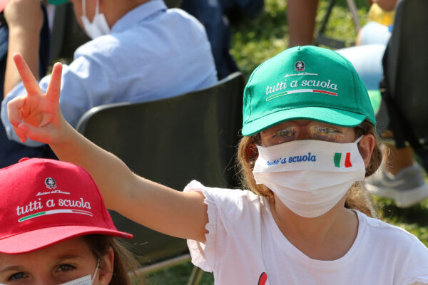 Foto LaPresse –  Paola Garbuio
14 09 2020 Vo’ Euganeo (pd)-italia
cronaca
cerimonia di inaugurazione del nuovo anno scolastico "tutti a scuola"con la partecipazione del Presidente della Repubblica ,Sergio Mattarella e della Ministra dell’Istruzione ;Lucia Azzolina
Nella foto: mascherina

Photo LaPresse – Paola Garbuio
14 09 2020 Vo’ Euganeo (pd)- Italy
News
inauguration ceremony of the new school year " everyone at school" with president of the Republic , Sergio Mattarella and  with minister of education, Lucia Azzolina
In the pic:mascherina