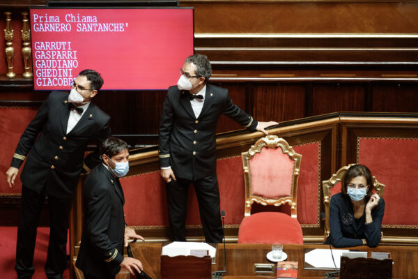 Foto Roberto Monaldo / LaPresse
22-09-2021 Roma 
Senato – ddl riforma processo penale
Nella foto Marta Cartabia durante la chiama per la fiducia

Photo Roberto Monaldo / LaPresse
22-09-2021 Rome (Italy)
Senate – Bill on criminal trial reform
In the pic Marta Cartabia