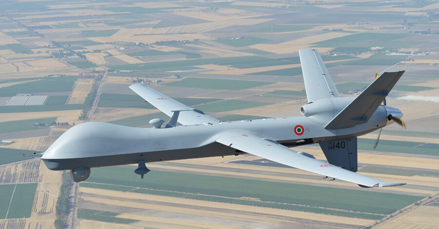 MQ-9A Predator B in volo  in dotazione al 32esimo stormo dell’Aeronautica Militare – Ministero della Difesa