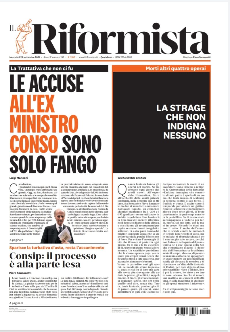 Quotidiano del 29 settembre 2021