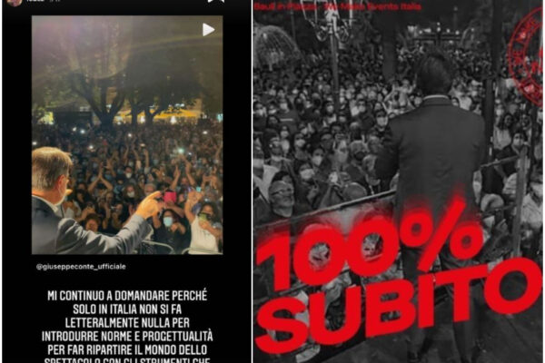 Cantanti imbestialiti dai bagni di folla di Conte, l’ex premier dà ragione a Fedez: “Fate cagare”