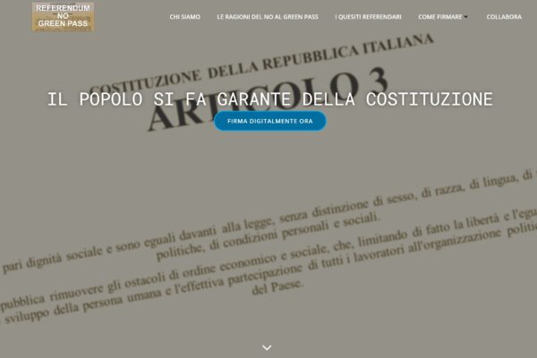 Referendum contro l’obbligo di green pass, parte la raccolta firme: “Palese strumento discriminatorio”