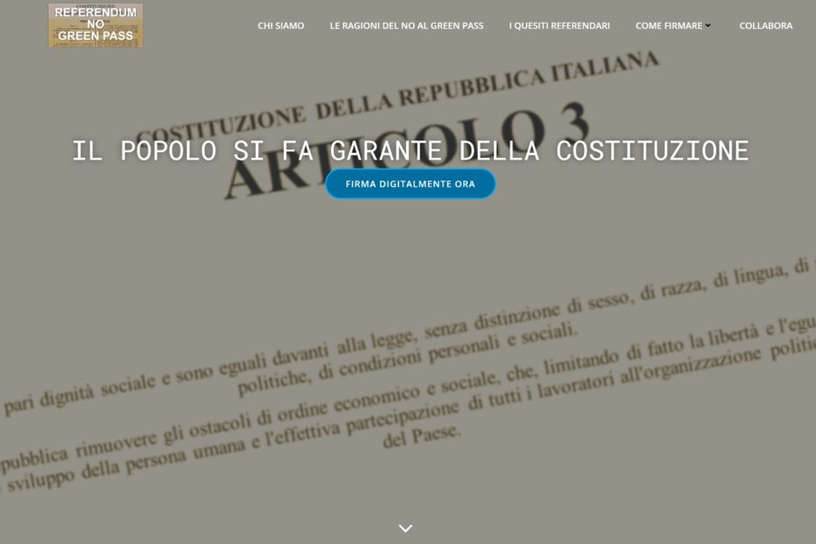 Referendum contro l’obbligo di green pass, parte la raccolta firme: “Palese strumento discriminatorio”