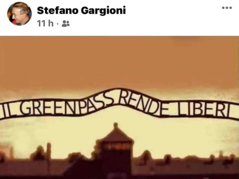“Il Green Pass rende liberi”, sospeso il preside Stefano Gargioni per il fotomontaggio su Auschwitz