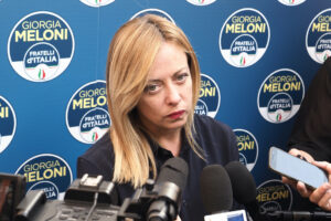 Foto Michele Nucci/LaPresse 
26 Settembre 2021 – Bologna, Italia politica 
Comizio Giorgia Meloni leader di ‘Fratelli d’Italia’ in piazza Galvani 

Photo Michele Nucci/LaPresse 
September 26, 2021 – Bologna, Italy news 
Meeting Giorgia Meloni leader of right party ‘Fratelli d’Italia’ in Galvani square