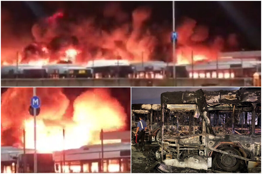 Inferno Atac: il maxi incendio nel deposito di Tor Sapienza divora 26 autobus, trovate tracce d’innesco