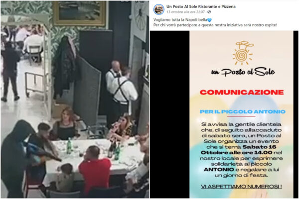 Rapina al ristorante, una festa per il piccolo Antonio: palloncini e giochi per dimenticare i fucili