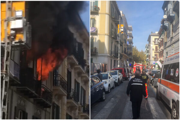 Case in fiamme al Vomero, traffico in tilt e paura: “Dentro non c’è nessuno”