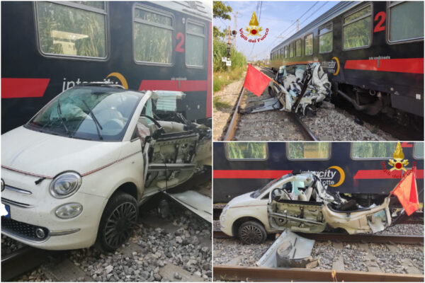 Treno travolge auto e la disintegra: salve per miracolo le due ragazze a bordo