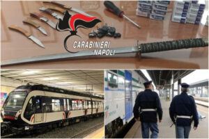 In Circumvesuviana con una katana di 60 centimetri ma senza mascherina e biglietto: caos sul treno