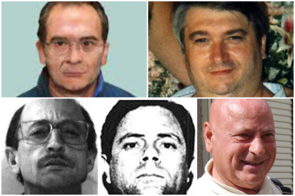 In alto da sinistra Matteo Messina Denaro e Giovanni Motisi.
In basso da sinistra: Renato Cinquegranella, Attilio Cubeddu e Graziano Mesina In alto da sinistra Matteo Messina Denaro e Giovanni Motisi.
In basso da sinistra: Renato Cinquegranella, Attilio Cubeddu e Graziano Mesina