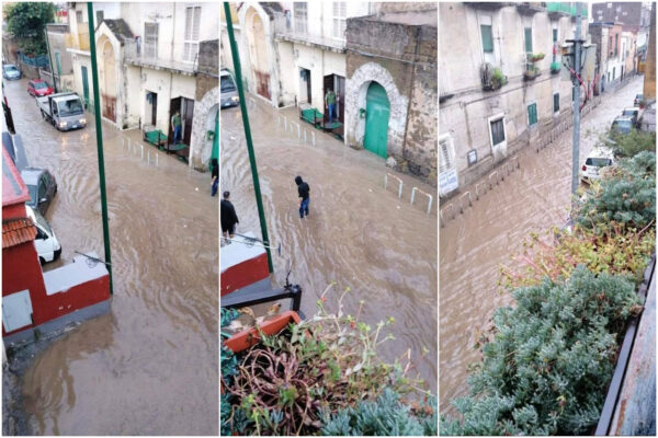 Maltempo a Napoli, uomo e donna intrappolati in auto: poliziotti ‘volano’ a piedi e li salvano
