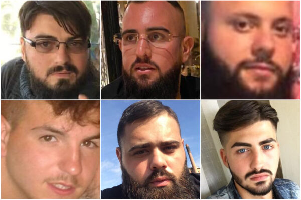 In alto da sinistra: Eduardo Casella, Luigi Austero e Francesco De Martino In basso da sinistra: Nicola Aulisio e le due vittime Giulio Fiorentino e Carmine D’Onofrio