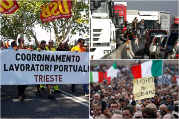 I No Green pass minacciano la paralisi: scioperi e supermercati vuoti, si rischia il blocco del Paese
