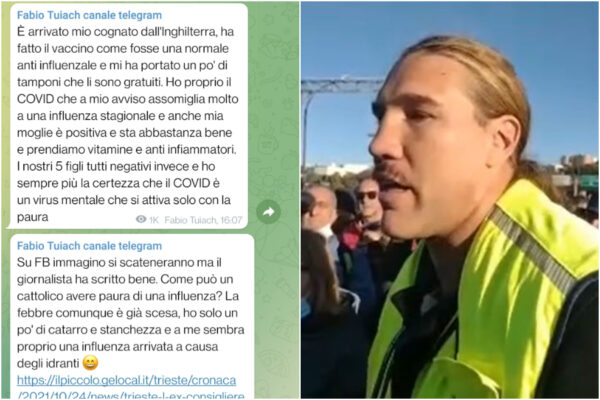 “Covid è come un’influenza, colpa degli idranti della polizia”: il portuale Fabio Tuiach spiega così la positività al virus
