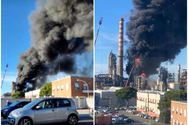 A fuoco la raffineria di Livorno, l’incendio all’impianto Eni: “Tenete le finestre chiuse”