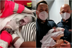 Partorisce in casa con l’aiuto dei poliziotti, salvata dalla folle corsa del 118: “Benvenuta piccola Miraco”