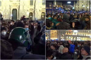 No Green pass ancora in piazza: a Milano tra flop e tensioni al Duomo, la polizia ‘isola’ i manifestanti