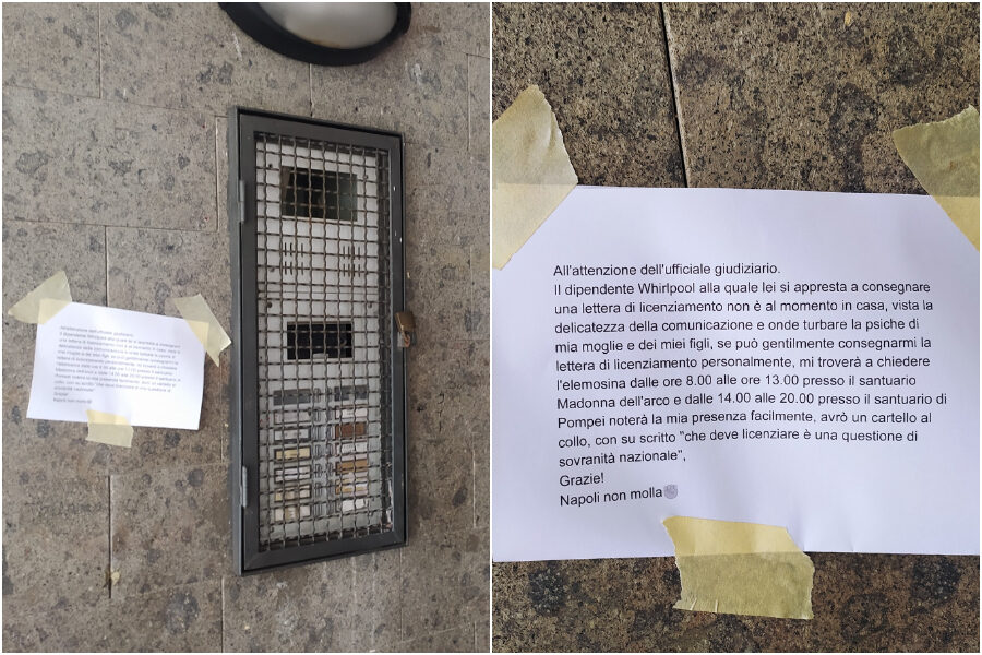 Operaio Whirlpool lascia l’avviso all’ufficiale giudiziario: “Non sono a casa, mi trova a chiedere l’elemosina”